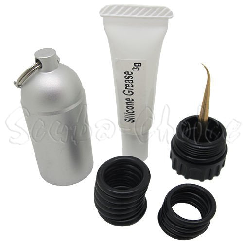 Scuba Choice Scuba Diving Mini Tank Key Ring with O-Rings and Silicone Grease 3g, Silver