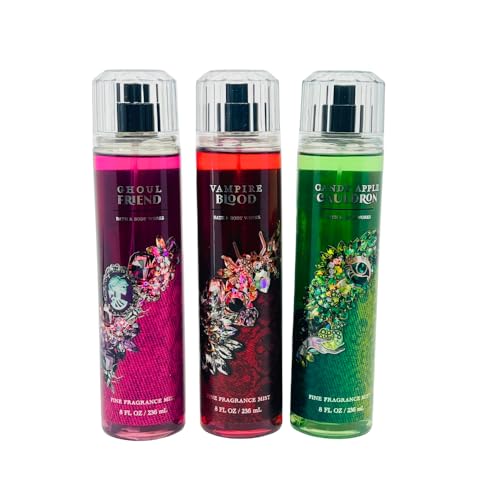 Bath & Body Works VAMPIRE BLOOD, GHOUL FRIEND, CANDY APPLE CAULDRON Fine Fragrance Mist 3-piece Halloween Collections 2024 with a Red Bow - Limited Edition