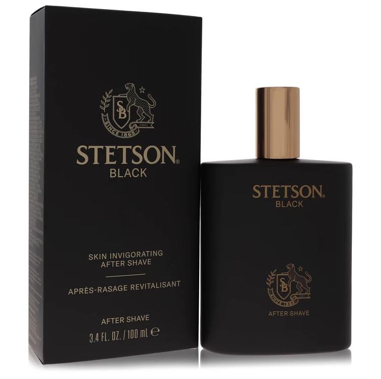 Stetson Black - Original After Shave for Men - Masculine Woody, Dark and Spicy Scent with Fragrance Notes of Sandalwood, Spices, and Suede - 3.4 Fl Oz