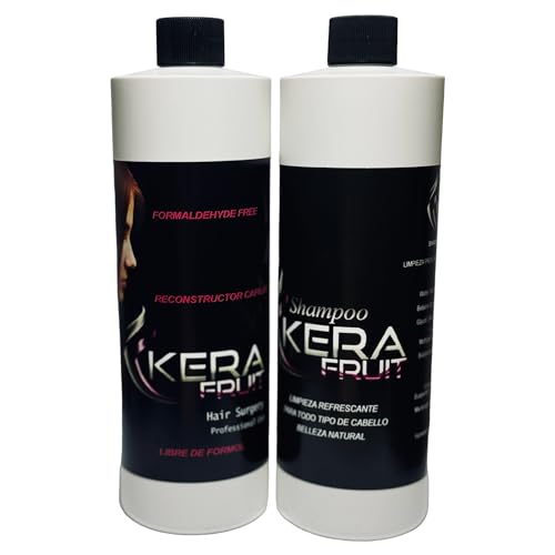 KERA FRUIT Cirugia Capilar Para el Cabello Libre de Formol - Antifrizz Deep Hydratation - Repair Hair Treatment - Professional Results - Formaldehyde Free 16oz with Shampoo - keratin Treatment.
