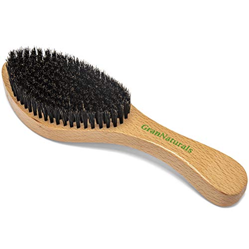 GranNaturals Medium Wave Brush & Smoothing Hair Brush - Curved Boar Bristle Hairbrush for 360 Waves & Slick Back Brush