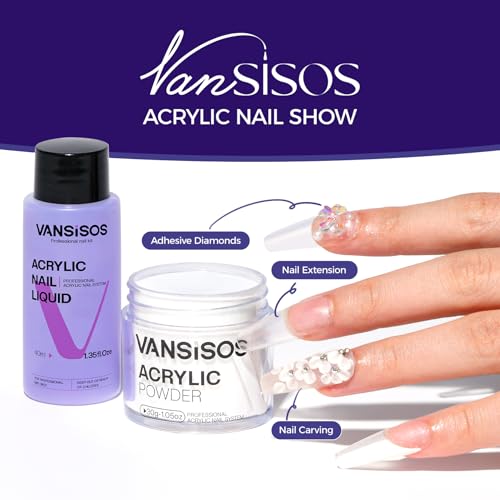 Acrylic Nail Kit Starter: Clear Acrylic Powder and Liquid Set Professional Nail Kit Acrylic Set with Nail Brush Nail Forms for Beginners Nail Art Designs Home DIY