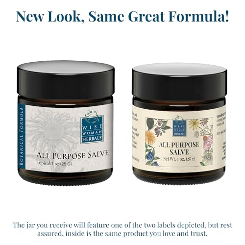 Wise Woman Herbals All-Purpose Salve, Herbal Balm with Calendula & Comfrey, Soothes Dry, Irritated Skin, Postpartum Skin Care, Nourishing Skin Support for All Ages, Non-GMO, 1 oz Jar