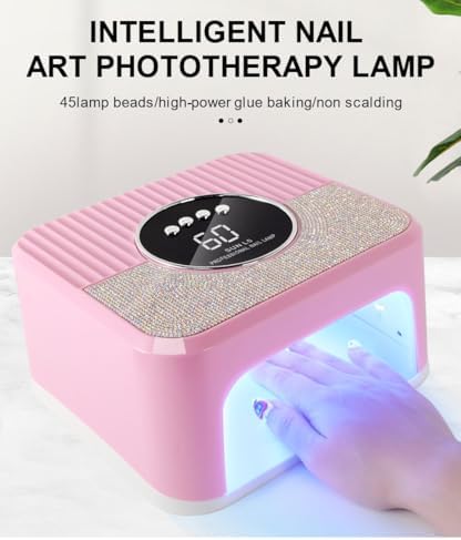 U V Light for Gel Nails, LimeGirl Nail Lamp LED Nail Lamp Professional with 4 Timer, 45 Lamp Beads and Automatic Sensor, Nail Cure Lamp for Gel Polish Acrylic Nail Powder (Pink)