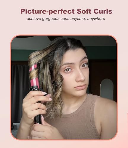 Travel Curling Iron Dual Voltage(110-240V)，1 Inch Mini Curling Iron Travel Size with 5 Adjustable Heat Settings, Ceramic Barrel with Argan Oil Infused, Portable