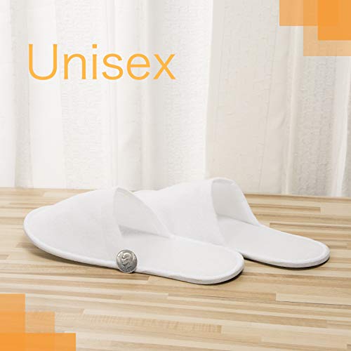 AQUEENLY Spa Slippers, 24 Pairs Velvet Closed Toe Disposable Slippers Fit Size for Men and Women for Hotel Home Guest Used, White Non-Slip Slippers