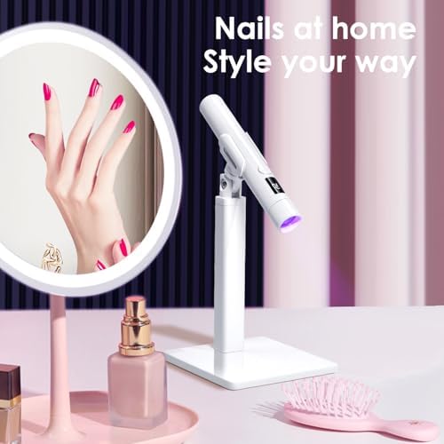 Mini UV Light for Gel Nails: Rechargeable Handheld UV Nail Lamp, Flash Cure Light for Gel x Nails LED Nail Lamp with Magnetic Stand, Fast Curing, Suitable for Home Manicure and Nail Salon