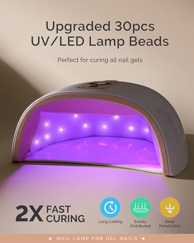 MelodySusie Cordless UV Nail Lamp with 3 Timers & Smart Sensor, P-Plus30G Rechargeable UV Light Cures All Gels, Especially Builder, Hard, Extension, Acrylic & Chrome Gel Polishes Pink