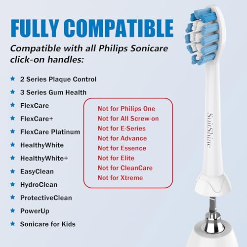 Replacement Toothbrush Heads Compatible with Philips Sonicare and More Click-on Handles 8 Pack White