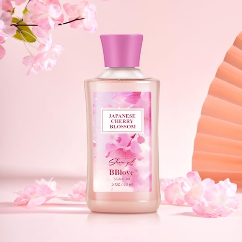 Bath and Body Gift Set for Women & Girls, Japanese Cherry Blossom, 4PCS Set for-Shower Gel, Body Lotion, Body Mist, Exfoliating Scrub, Body Care Set