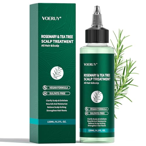Scalp Treatment, Rosemary Refreshing Scalp Treatment with Tea Tree, Clarifying Build Up & Purifying, Leave-In Scalp Detox for Dry Itchy Scalp,Vegan & Cruelty-Free,120ML