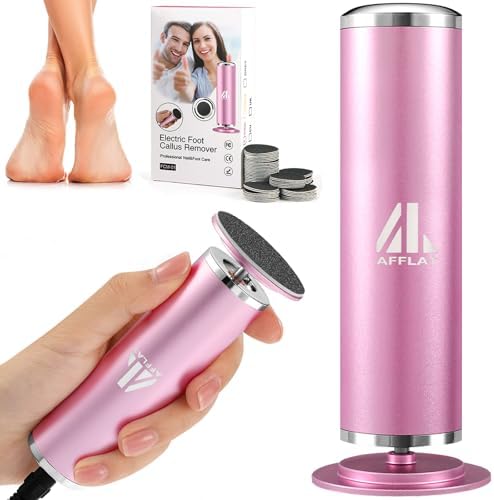 AFFLAT Electric Foot Callus Remover, Adjustable Speed (0-800Rpm), Adjustable Speed Foot Scrubber with 60 Pcs Sandpaper Discs, Electric Callus Remover for Feet,Pedicure Tool for Men and Women,Pink