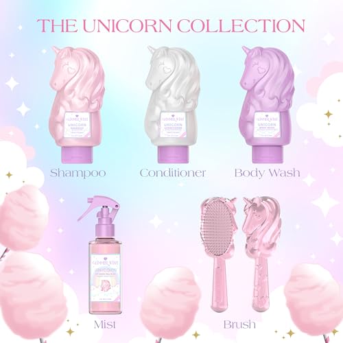 Glimmer Wish Unicorn Kids Shampoo, Paraben and Sulfate Free Shampoo for Soft and Manageable Hair, Kids Hair Care, Cotton Candy Scent, 12 Fl Oz
