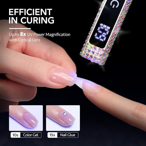 GAOY Handheld UV Light for Gel Nails, Mini Nail Lamp, Portable Cordless Rechargeable, Fast Curing, Diamond