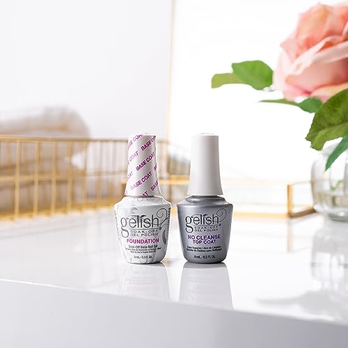 Gelish MINI 9mL Essentials Value Pack – LED/UV Cure, Long-Lasting, Chip-Resistant, Professional Gel Nail Kit for Manicures (No Cleanse Top Coat & Foundation Base Coat Duo)