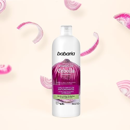 Babaria Onion Shampoo - No Smell, No Tears - Purifying and Antioxidant Properties - Improves Hair Growth - Increase Hydration and Shine - Reduce Itchy Scalp, Dandruff, and Frizz - 23.66 oz