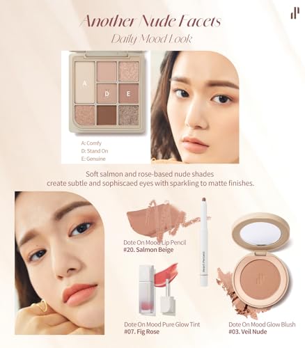 Heart Percent Dote On Mood Eye Palette, Matte & Glitter Nudy Theme Soft & Elegant Look Makeup Eyeshadow (04 Another Nude Facets)