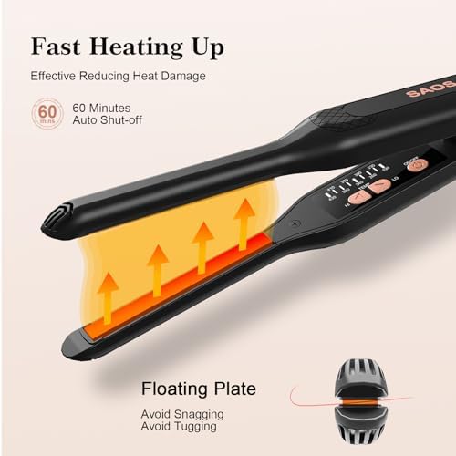 Pencil Flat Iron, 3/10" Small Flat Irons for Short Hair, Pixie Cut and Bangs, Mini Hair Straightener for Edges, Tiny Hair Straightener Dual Voltage with Adjustable Temperature, Auto Shut Off