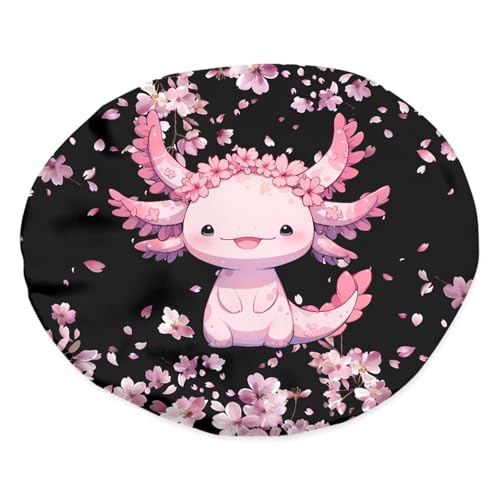 Floral Axolotl Kids Girls Sleeping Cap with Elastic Band Softy Baby Bonnet Large Tops, Comfortable Sleep Bonnet Night Sleep Caps