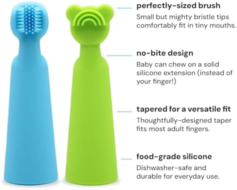 oogiebear Baby Finger Brush & Tongue Scraper - Gentle Oral Care, Soft Silicone, BPA-Free, for Infants & Toddlers