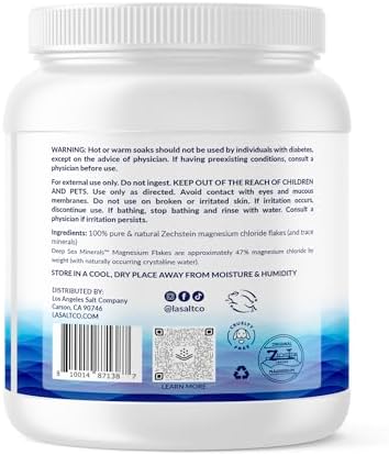 Deep Sea Minerals Magnesium Bath Flakes - 4.4 Lbs Jar, Zechstein Inside, Natural Bathing Alternative to Epsom Salt | Fast Absorbing Body & Foot Bath Soak for Relaxation & Muscle Relief
