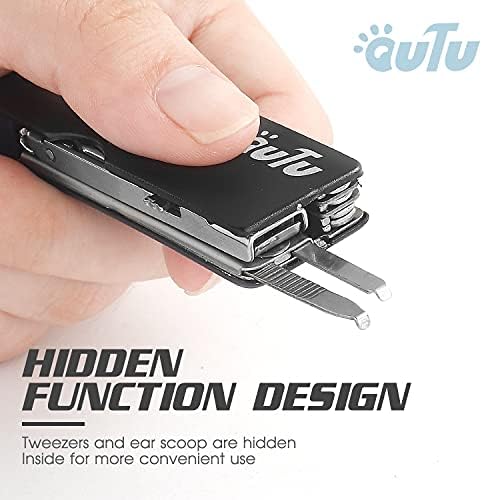 OUTU Keychain Nail Clippers Multitool, 8 in 1 EDC Utility Tool with Nail Clipper, Scissors, Tweezers, Gifts for Him Men Husband Dad Boyfriend (Black)