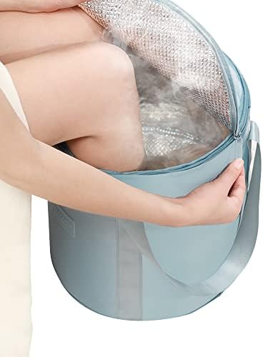 Portable Thermal Insulation Multifunctional Foldable Foot Soaking Bath Bucket Birthday Gift with Lid Home Travel Outdoor Camping Foot Soaking Spa Bucket, 7.4 US GAL,Blue