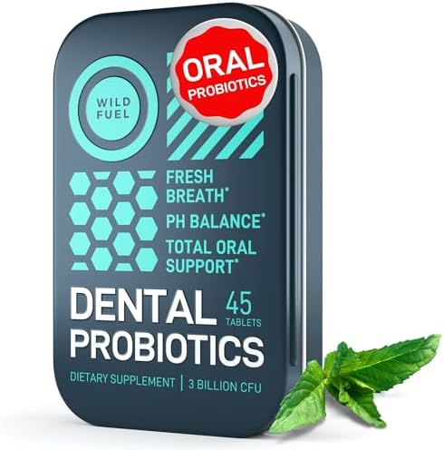 Dental Probiotics for Teeth and Gums - 3 Billion CFU Lactobacillus Salivarius Acidophilus Oral Probiotics for Mouth Bad Breath Treatment for Adults - 45 Mint Tablets for Oral Health in a Travel Tin