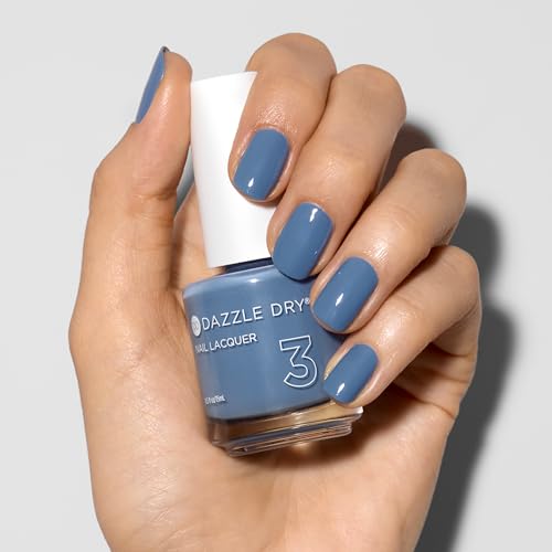 Dazzle Dry Nail Lacquer (Step 3) - Varsity Blues - A muted light denim. Full coverage cream. (0.5 fl oz)
