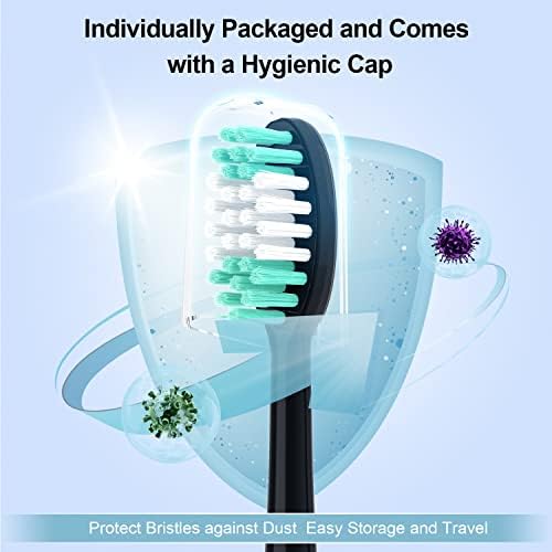 Replacement Toothbrush Heads 10 Pack for AquaSonic Black Series for Vibe Series Black Series pro, and for Duo Series pro Electric Toothbrush,Balck