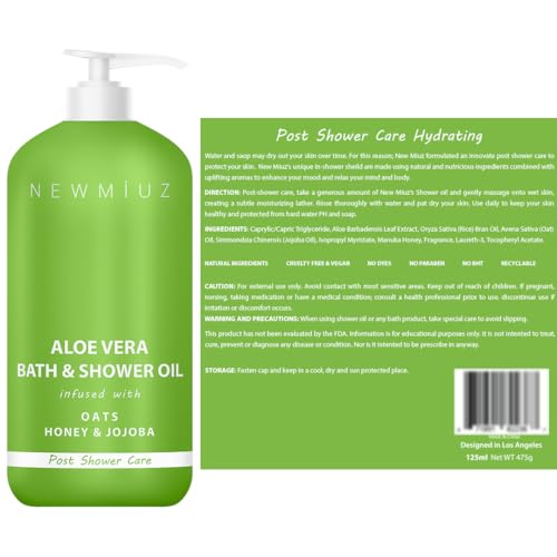 Aloe Vera In Shower Body Conditioner Natural Post Shower Care Moisturizer for Body Legs Soothing Bath Oil Honey Oats Jojoba Self Care Spa Gift