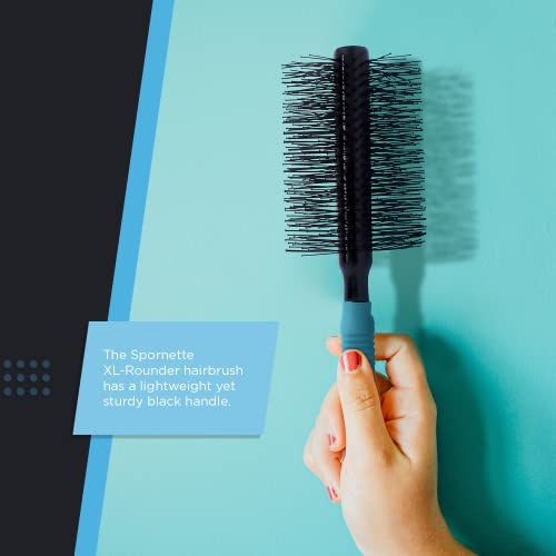 Spornette Double Stranded XL Round Brush, Nylon Bristles - Round Brush for Straightening, Anti-Frizz, Detangling, Volumizing - Styling for Wavy & Curly, Medium & Long Hair Lengths (2.75 Inches)