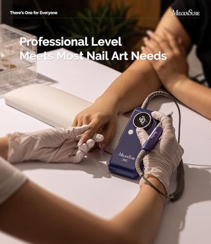 MelodySusie Professional 2 in 1 Nail Drill Kit 40,000 RPM, MB420G Brushless Portable Cordless Rechargeable Electric Nail File, Efile Nail Drill Machine for Acrylic Gel Nails Polishing Removing, Purple