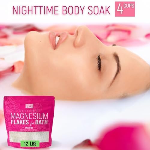 Magnesium Flakes for Bath - Magnesium Chloride Flakes Organic Pure - Unscented, 12 LBS