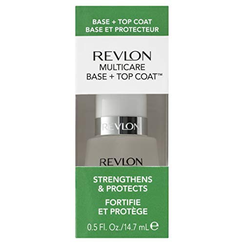 Revlon Multicare Base + Top Coat, 2 in 1 Nail Strengthener and Top Coat for Glossy Shine Finish, 0.5 oz