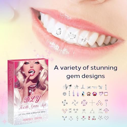Fiorland DIY Tooth Jewelry Kit – 2025 New Sparkling Crystal Gems Starter Set for Teeth Decoration, Easy at-Home Smile Bling Accessory Kit