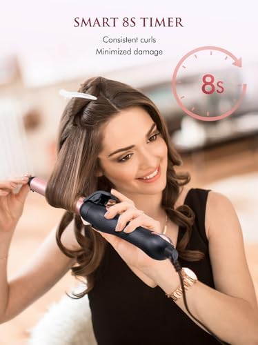 Automatic Rotating Curling Iron 1-inch: LANDOT Easy-to-Use Self Spinning Ceramic Curling Wand for Salon-Worthy Curls & Waves - Quick Heat & Adjustable Temp for All Hair Types
