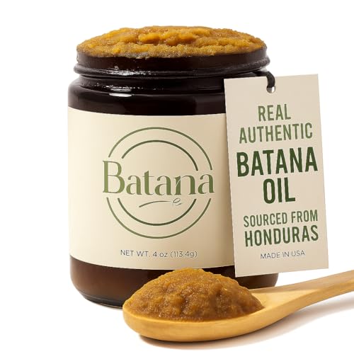 Unrefined Batana Oil for Hair Growth - 100% Raw Unrefined Batana Oil from Honduras - Dr. Sebi Approved Pure Hair Treatment for Thicker Hair - 4oz