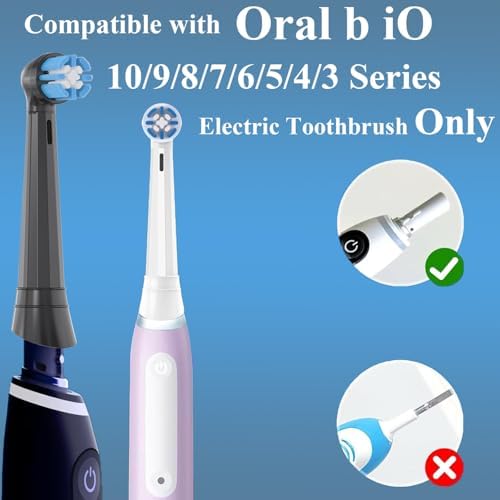 Replacement Toothbrush Heads for Oral b iO 10, 9, 8, 7, 6, 5, 4, 3 Series, Compatible with io Full Lineup, Dupont Soft Bristles, 8 Pack, (Black)