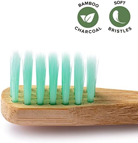 Greenzla Kids Bamboo Toothbrushes (6 Pack) | BPA Free Soft Bristles Toothbrushes | Eco-Friendly, Natural Bamboo Toothbrush Set | Biodegradable & Compostable Charcoal Wooden Toothbrushes