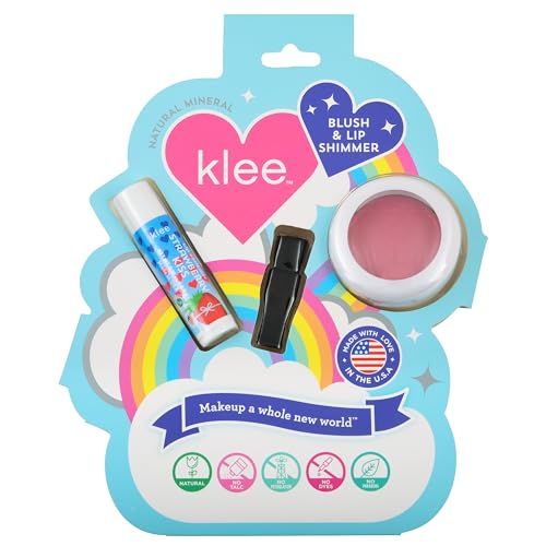LunaStar Klee Blush and Lip Shimmer Makeup Kit. Gentle and Non-Toxic. Kid-Friendly. Made in USA. (Sweet Cherry Spark)