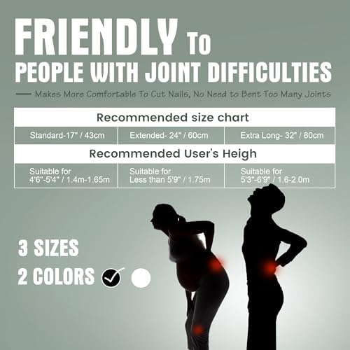 Foldable Extended Long Handle Toenail Clippers with Magnifier-4mm Wide Jaw & Ergonomic Design for Seniors, Arthritis& Limited Mobility | Heavy-Duty, No-Bend Trimming, Tool-Free Foldable (24" Black)