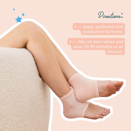 Bare August Moisturizing Heel-Repair Gel Socks – Overnight Spa Sleep Socks for Dry, Cracked Heels & Soft Feet