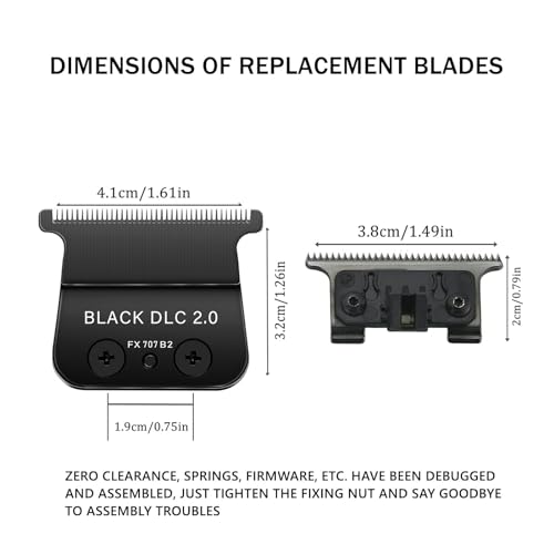 FX707Z Replacement DLC 2.0 Trimmer Blade Compatible with BaByliss FX787 & FX726 Trimmer,Compatible with BaByliss DLC 2.0 Trimmer Blade,Black