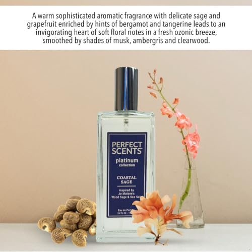 Perfect Scents Fragrances | Inspired by Jo Malone’s Wood Sage & Sea Salt | Platinum Collection | Coastal Sage | Unisex Eau de Parfum | Paraben & Phthalate Free | Never Tested on Animals | 3.4 Fl Oz