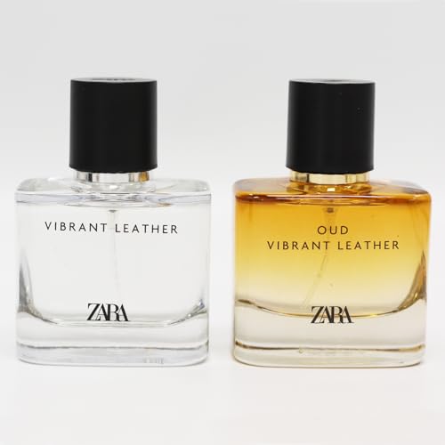 Zara Vibrant Leather and Oud Vibrant Leather Cologne for Men EDP Eau De Parfum Fragrance Set 2x 60 ML (2.03 FL. OZ)