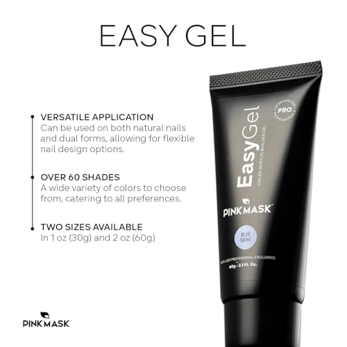 PINKMASK Easy Gel 2oz 60g-Cover Pink, Professional Builder Enhancement Gel-Quick Nail Extension for Beginner DIY, Nail Strengthener-Long Lasting-Salon Quality-Thickening Solution