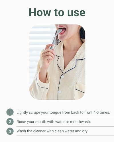 DEARCUS Korean Tongue Scraper with 3 Replaceable Heads - 100% BPA Free TPE Tongue Cleaner - Reduce Bad Breath & Without Hurt - Hygienic Scraper - Modern & Simple Design (White)