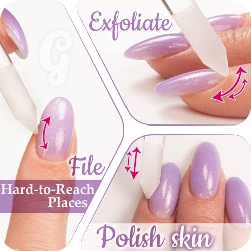 GLADZY Glass Cuticle Pusher Tool - 2 pcs. Manicure Sticks, Crystal Glass Cuticle Remover, Callous and Dry Skin Fingertip File, Nail Shaper, Professional Nail Care, Ethically Made in Czech Republic