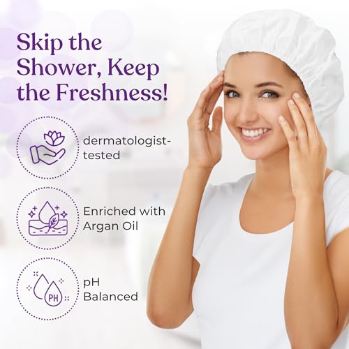 No Rinse Shampoo Caps - 6 Pack Shampoo Caps No Rinse for Elderly and Bedridden Patients Hair wash - Shower Caps No Rinse with Waterless Shampoo & Conditioner with Aloe Vera & Vitamins